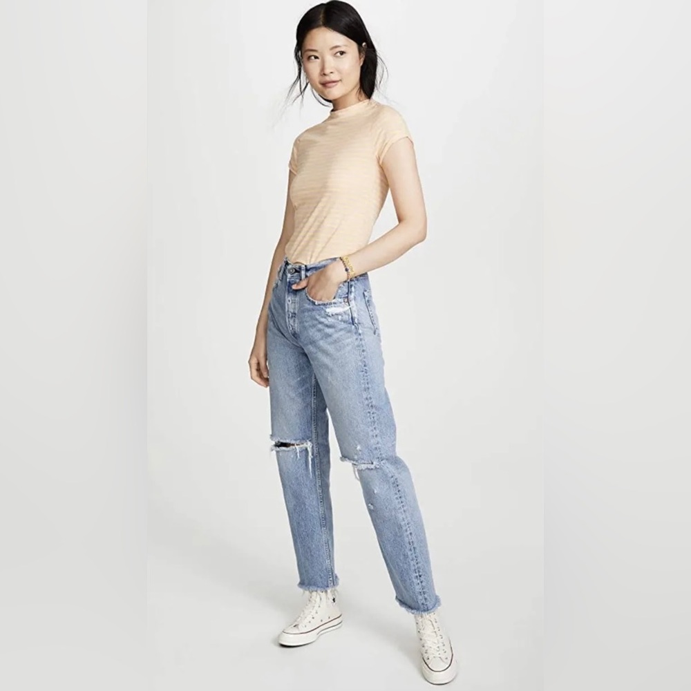 NWT. Free People Night Sky Tee Size L - Summer Rose and Yellow Stripe - Picture 4 of 7